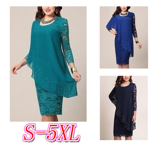 Large size 5xl 4xl 3xl 2xl fashion ladies lace evening dress