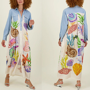 single breasted 衬衫 long 长袖 sleeved shirt Printed buttons