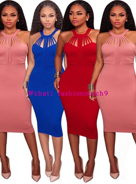 Summer Fashion Party Midi Dress Women Sexy Bodycon Dress