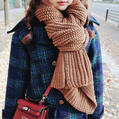 plus wool long Winter section coarse scarf 粗毛线围巾