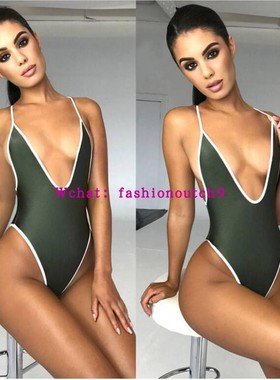 Women sexy new one piece bikini summer v neck beach swimwear