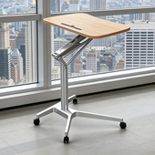 站立式 工作台气动升降桌床边带轮可移动办公电脑桌演讲台学习书桌