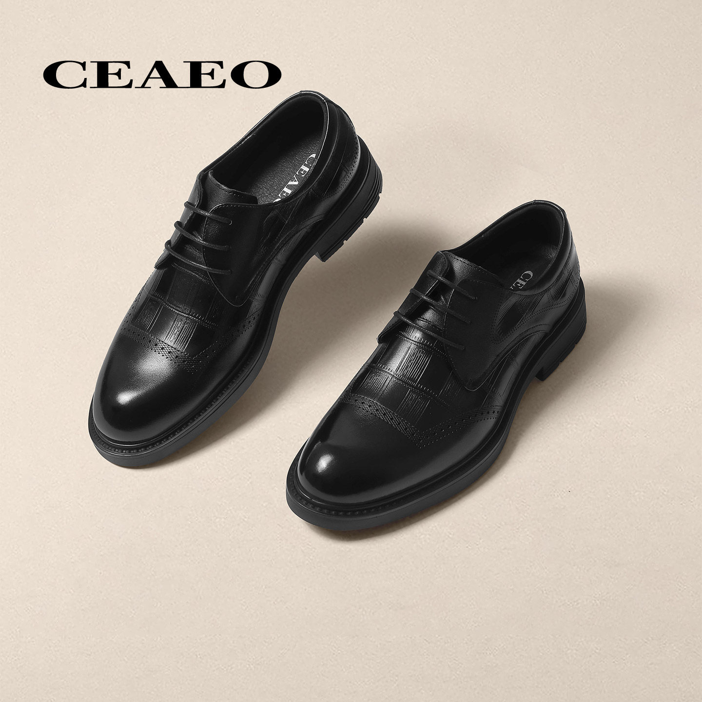 西二男士真皮时尚单鞋正装皮鞋男2026春季新款商务布洛克ZH6Q3855,流行男鞋,正装皮鞋,淘宝优惠券,粉丝福利购,淘宝优惠卷