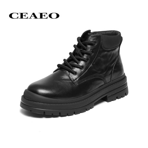 西二男士厚底加绒高帮马丁靴男2025冬季新款厚底增高保暖MH1R3720