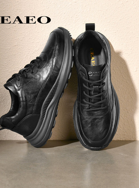 西二男士真皮时尚休闲鞋男2025冬季新款牛皮加绒运动通勤D24R2282