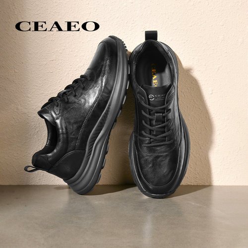 西二男士真皮时尚休闲鞋男2025冬季新款牛皮加绒运动通勤D24R2282