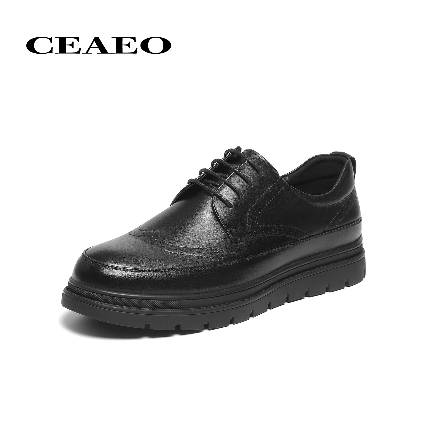 西二男士软底真皮商务休闲鞋男2026春季新款平底布洛克鞋XH5D3600