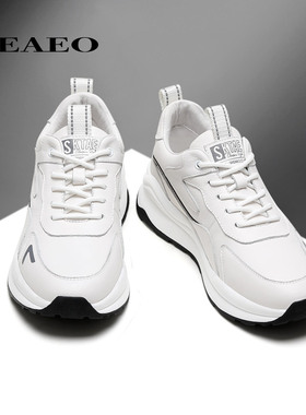 西二男士真皮运动鞋男休闲鞋2025秋冬季新款牛皮白色加绒S03R0685