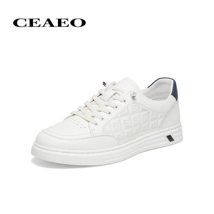 西二男士真皮板鞋小白鞋男2026春季新款牛皮松紧带一脚蹬B25R3533
