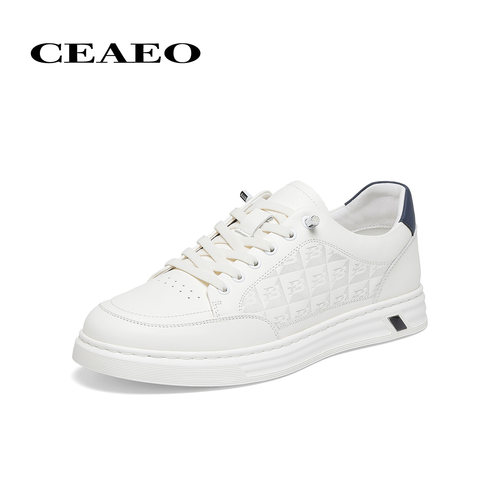 西二男士真皮板鞋小白鞋男2026春季新款牛皮松紧带一脚蹬B25R3533