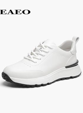 西二男士真皮运动休闲鞋男2025秋季款舒适轻便白色阿甘鞋D24R2299