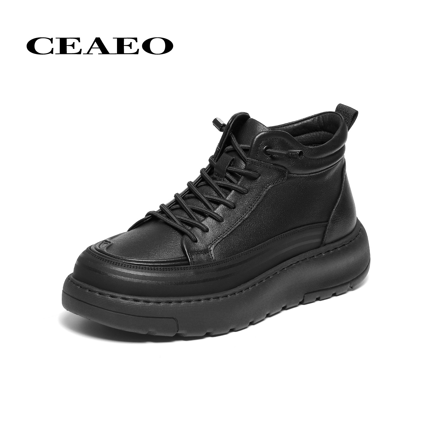 西二男士休闲保暖工装高帮板鞋男2025冬季款厚底增高加绒GH2R3809