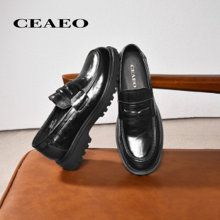 厚底轻便乐福鞋 西二男士 新款 2025春季 K55D2830 一脚蹬商务休闲皮鞋