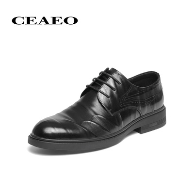 西二男鞋透气皮鞋男秋季新款牛皮商务正装皮鞋新郎结婚鞋Z15D3508