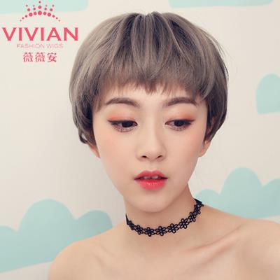 薇薇安假發女自然逼真狗啃眉上短發個性二次元齊碎劉海直發VZ119