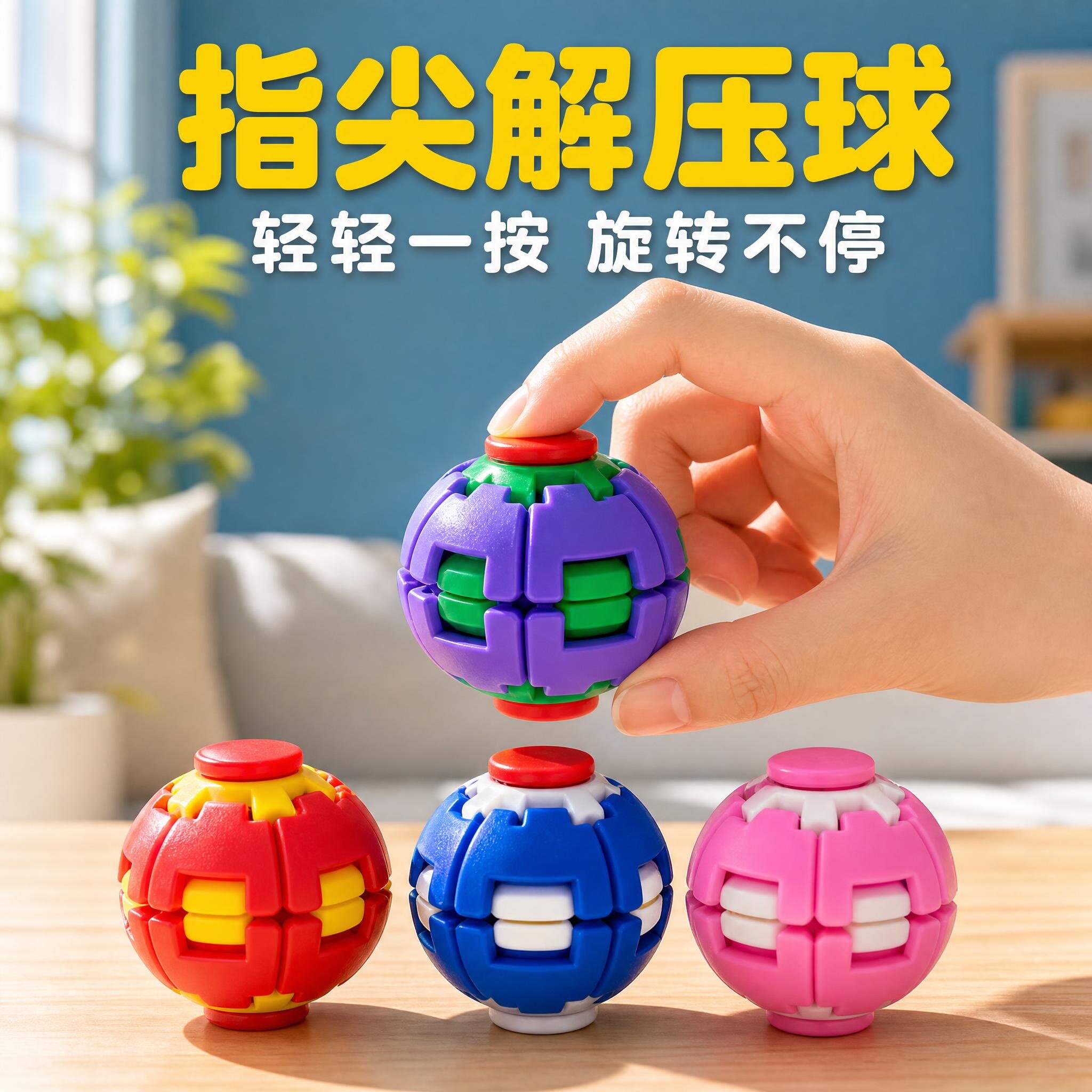 按压变形旋转球解压神器成人减压玩具手指旋转解压球儿童益智玩具