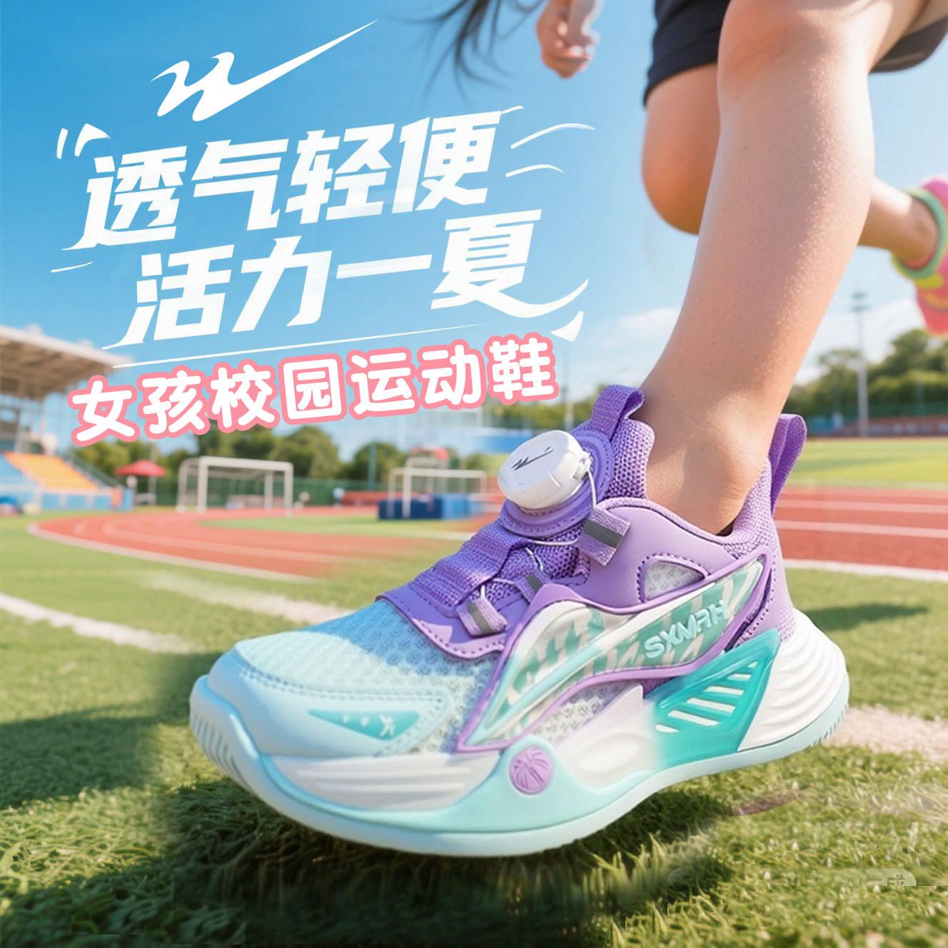 双星童鞋女童2025新款夏季男童女孩小学生跑鞋网面透气儿童运动鞋