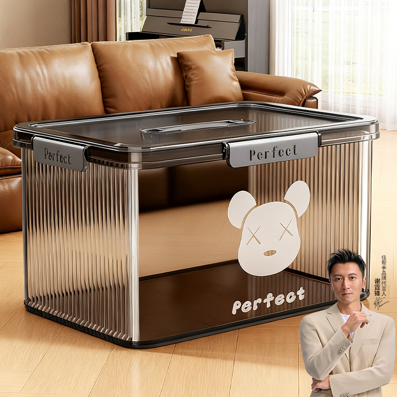 2025新型卡通手提透明密封收纳箱