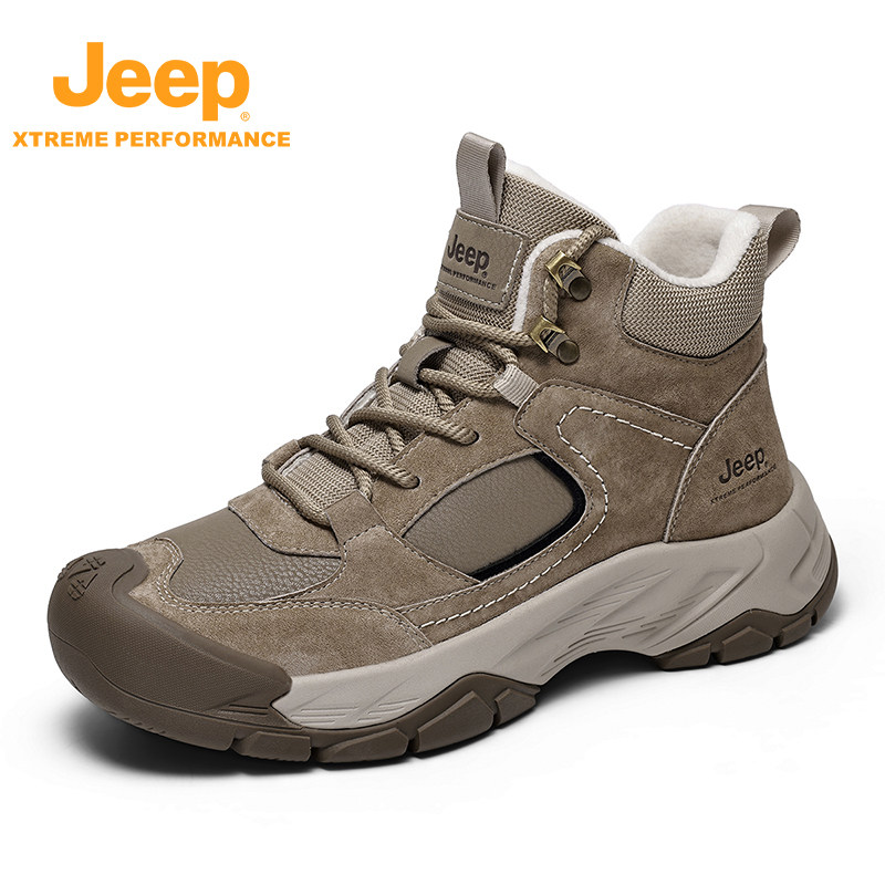 Jeep冬季2025新款男鞋加绒保暖舒适棉鞋雪地靴户外防滑登山徒步鞋