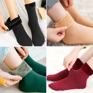 地板袜长袜 加绒加厚雪地袜子女保暖中筒秋冬毛圈袜男士 5双装