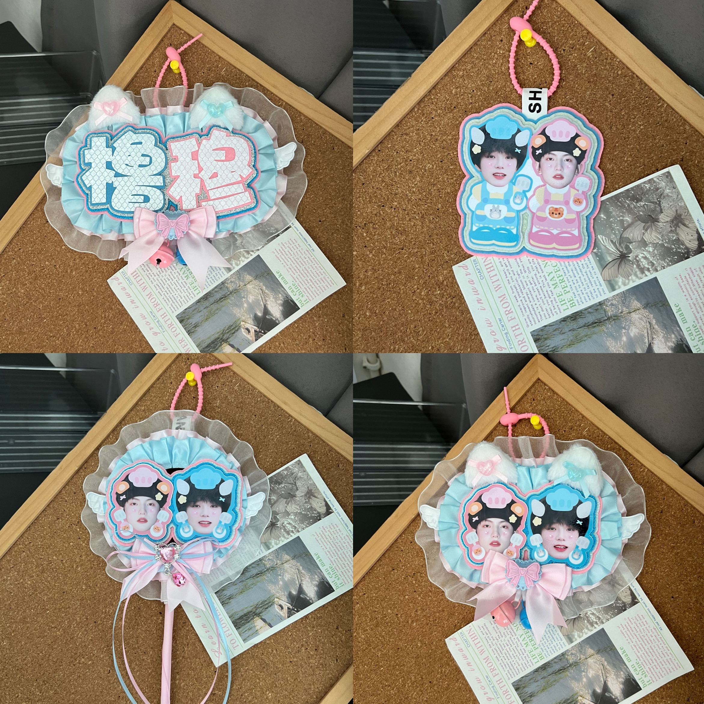 橹穆cp不织布挂件反光大头花边
