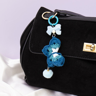 新款miu系毛线钩织蝴蝶公仔包包挂件手机链diy配饰书包挂饰钥匙扣