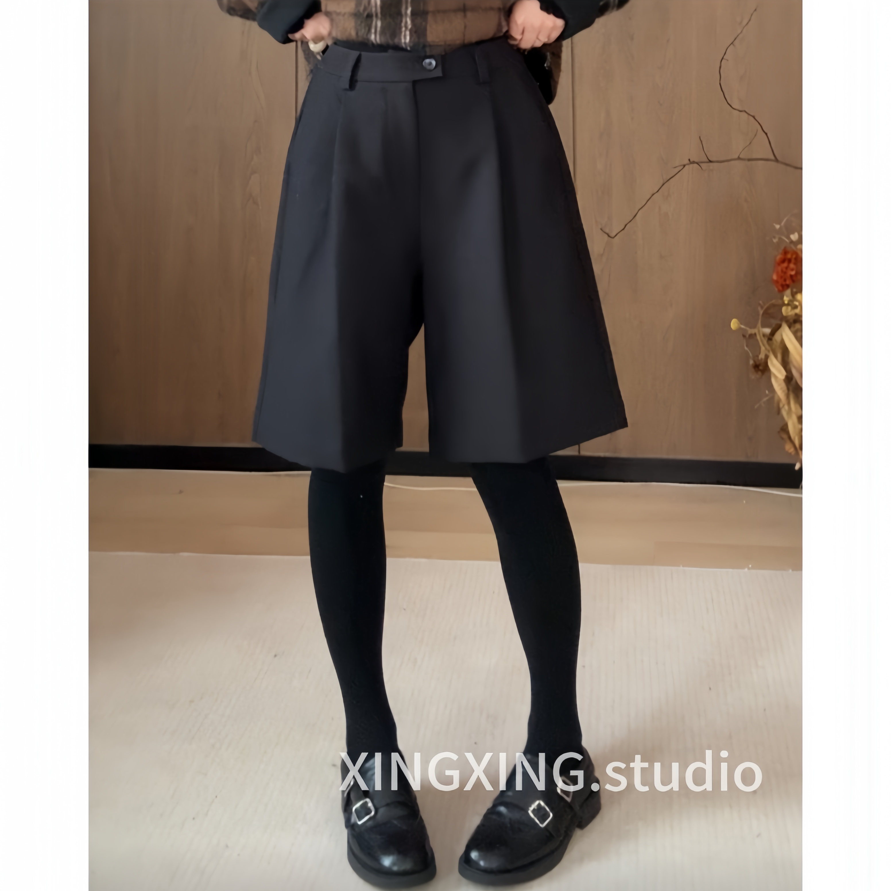 X.x.高级感通勤高腰毛呢阔腿短裤女显瘦百搭休闲裤3976,女装/女士精品,短裤,淘宝优惠券,粉丝福利购,淘宝优惠卷