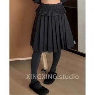 显瘦半身裙315 荷叶边时尚 X.x.新款 韩系百褶裙中长款