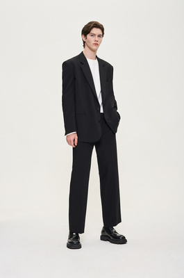 韩国ziozia同集团高端品牌 时尚宽松休闲 黑色阔版男士西服套装