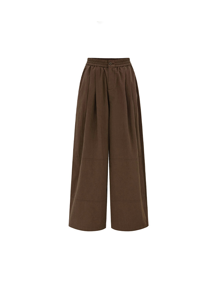 Brown wide-leg pants on a white background