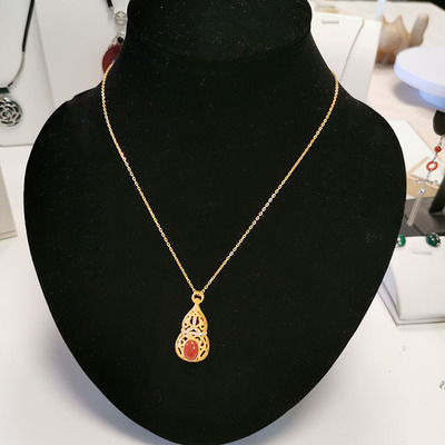 南红福禄纯银古法工艺项链女