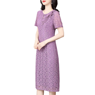 香妮芬重工镂空蕾丝高级感妈妈气质连衣裙女夏装2026新款端庄大气