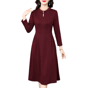 香妮芬高端红色洋气减龄连衣裙女2025新款秋季超好看漂亮长袖裙子