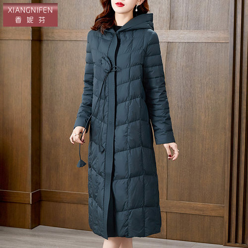 香妮芬2025年冬季新款羽绒服女中长款修身显瘦高端妈妈装过膝外套