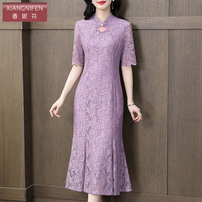 香妮芬气质妈妈连衣裙