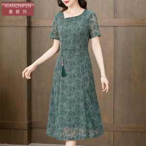 香妮芬高端奢华中年妈妈连衣裙女2026新款夏季高贵阔太太蕾丝裙子