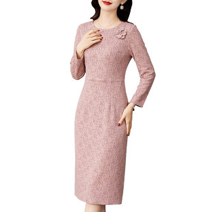 香妮芬气质女神范贵夫人阔太太高端连衣裙2025新款秋季长袖包臀裙