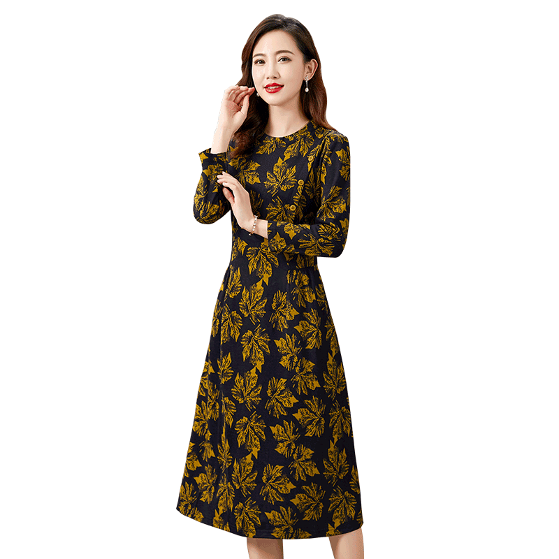 香妮芬高端奢华精致中年妈妈羊毛连衣裙女2026新款春季显瘦气质装