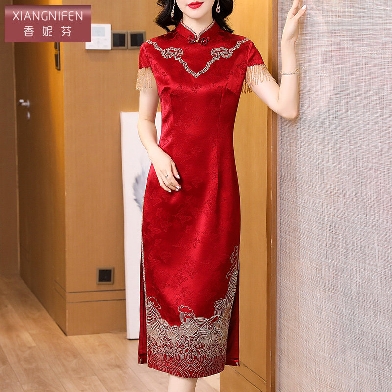 香妮芬新中式改良旗袍喜妈妈婚宴礼服高端轻奢2026夏季新款连衣裙