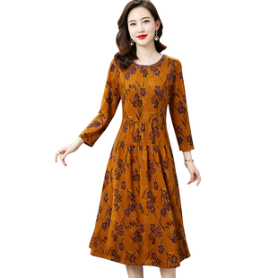 香妮芬高端气质妈妈连衣裙高贵优雅2025新款秋季时尚女神范羊绒裙