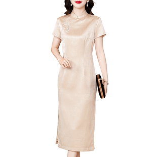 香妮芬喜婆婆喜妈妈醋酸婚宴礼服2026春夏新款连衣裙收腰显瘦旗袍