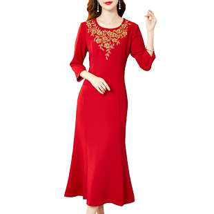 香妮芬喜婆婆宴会装礼服2026新款春夏季丈母娘妈妈结婚连衣裙喜服