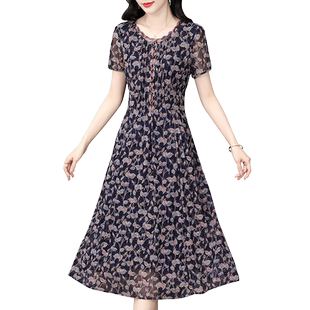 香妮芬台湾纱妈妈气质连衣裙女2026夏季新款小个子修身显瘦中长裙