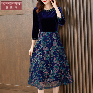 香妮芬高端奢华精致气质拼接碎花连衣裙2026新款春季轻奢高级感裙