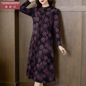 香妮芬紫色气质收腰遮肚显瘦大摆裙2025秋季 新款 高端贵妇人连衣裙