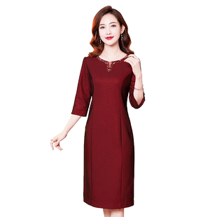 香妮芬手工钉珠高端奢华精致妈妈婚庆礼服2026新款秋季婚礼连衣裙