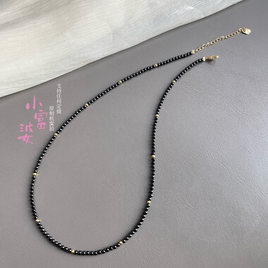 2026汉服配饰高级感黑色尖晶圆珠串珠锁骨链欧美小众设计气质项链