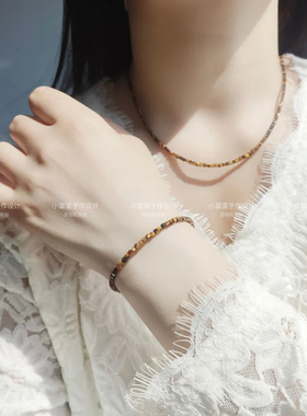 原创小众设计珠宝天然虎眼石女手链虎睛石手串方糖复古风礼物闺蜜