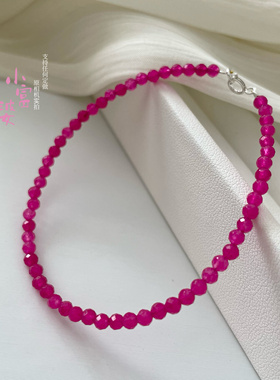 新烧红宝石级红刚玉优化红宝刻面款轻奢手链女款水晶手链火龙果色