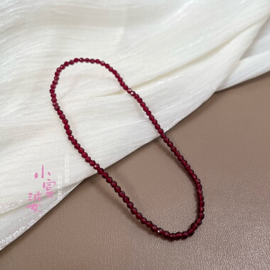 超细手链 新年安克拉本命红色尖晶石奥地利深红水晶手链弹力手串